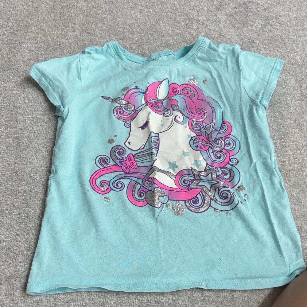 The Children's Place Unicorn Tee - Light Blue and Pink